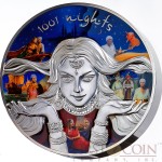 Niue Island 1001 NIGHTS FAIRY TAIL SCHEHERAZADE and CHARACTERS $150 Silver coin 2016 High relief 1001 grams / 1.01 Kilo